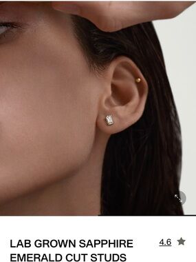 Mejuri Gold Emerald-Cut Sapphire Stud Earrings